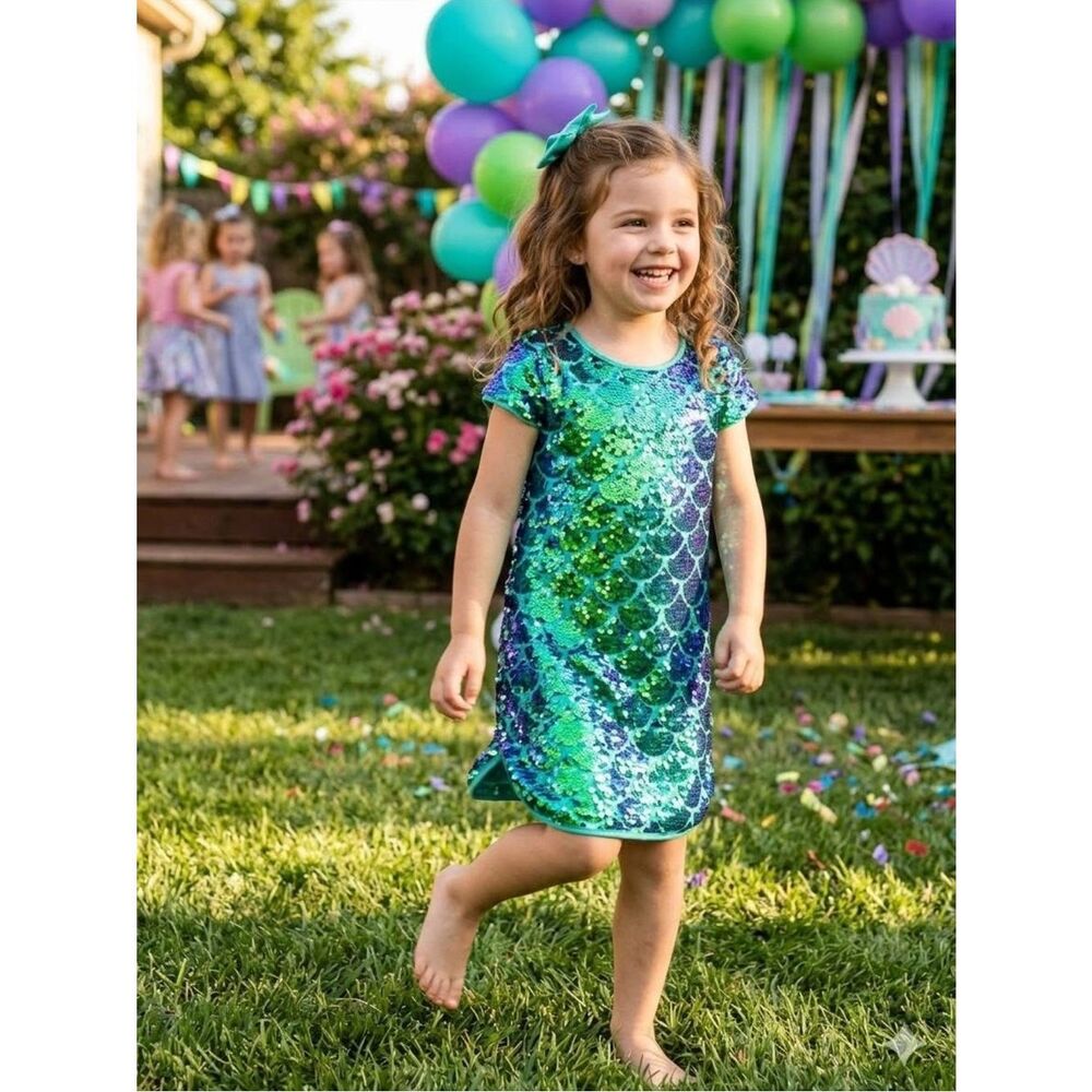 Disney Store Princess Couture Little Mermaid Ariel Sequin Dress Sz 9/10 Coastal